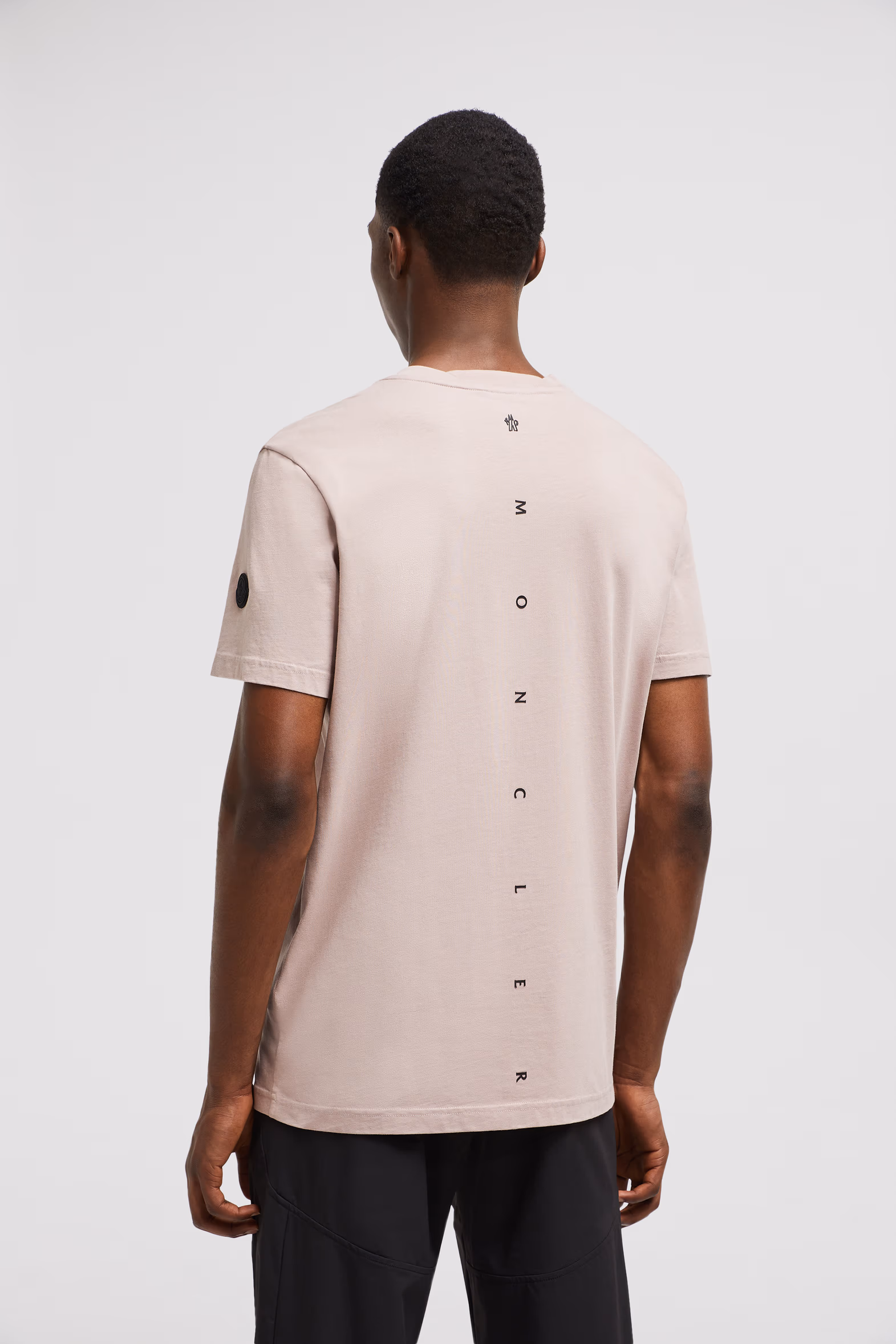 Back Logo Cotton T-Shirt Men Light Pink Moncler 5
